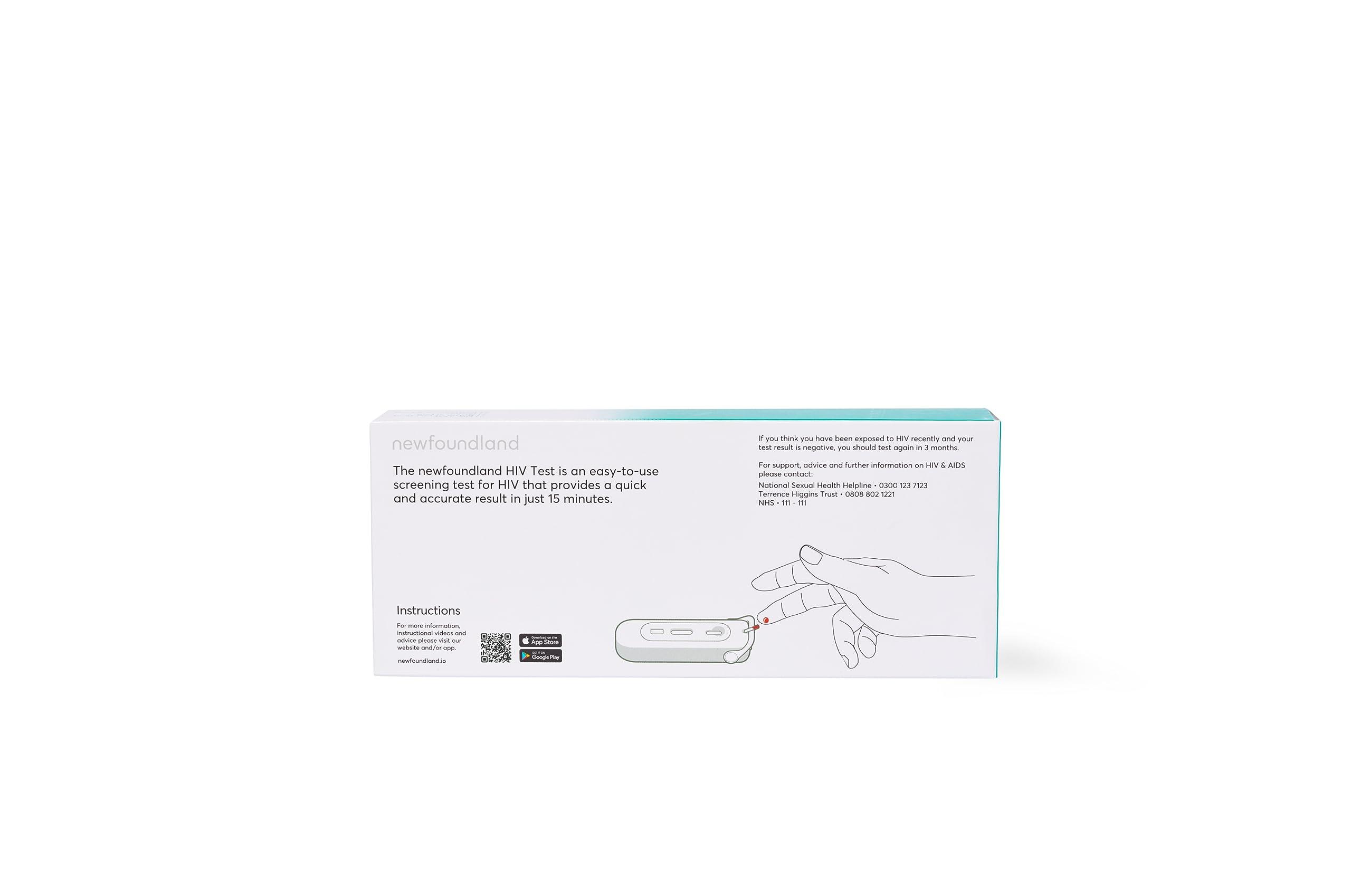 Newfoundland Newfoundland HIV Test Kit - 1 Test - HIV Positive Detection - 99% Accurate Home Test for Viral Load Levels - CE Certified - Blood Test Kit for HIV-1, HIV-2 Immunodeficiency - Detect Early HIV Signs
