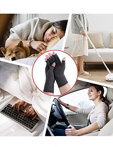 AovYoo AovYoo 1 Pair Fingerless Arthritis Compression Gloves Raynauds Gloves Rheumatoid Osteoarthritis Wrist Supports -Hand Pain Relief (M, Grey)
