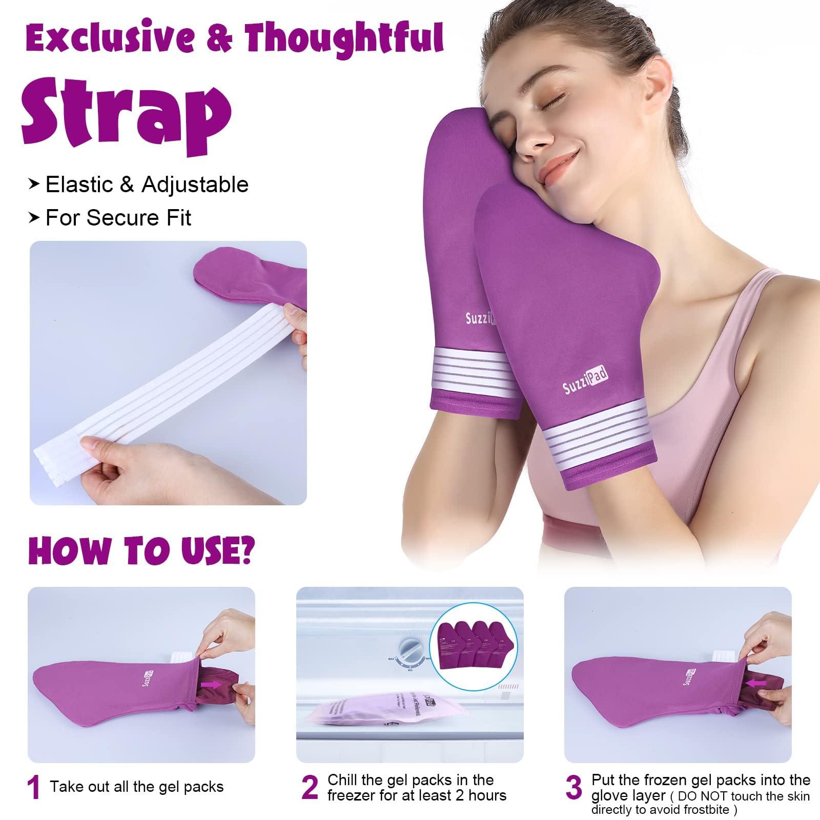 SUZZIPAD SuzziPad Foot Ice Pack Cold Socks & Cold Gloves for Chemotherapy Neuropathy, Comfort Items for Chemo Patients, Neuropathy Relief for feet, Hand Cold Therapy, Foot Cold Therapy, L, Purple