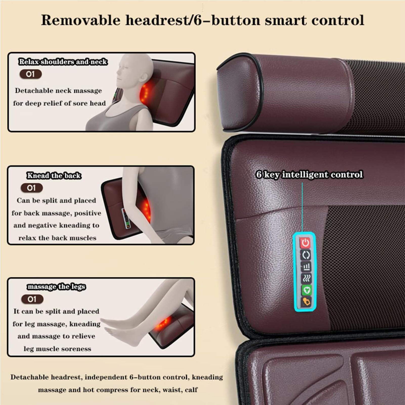 Generic Full Body Massage Mat with Heat, Massage Mattress Chair Pad with 10 Vibrating Motors, Neck Shiatsu Massage and Roller Massage for Foot Lower Back Neck Leg Shoulder Hip Heating Pad