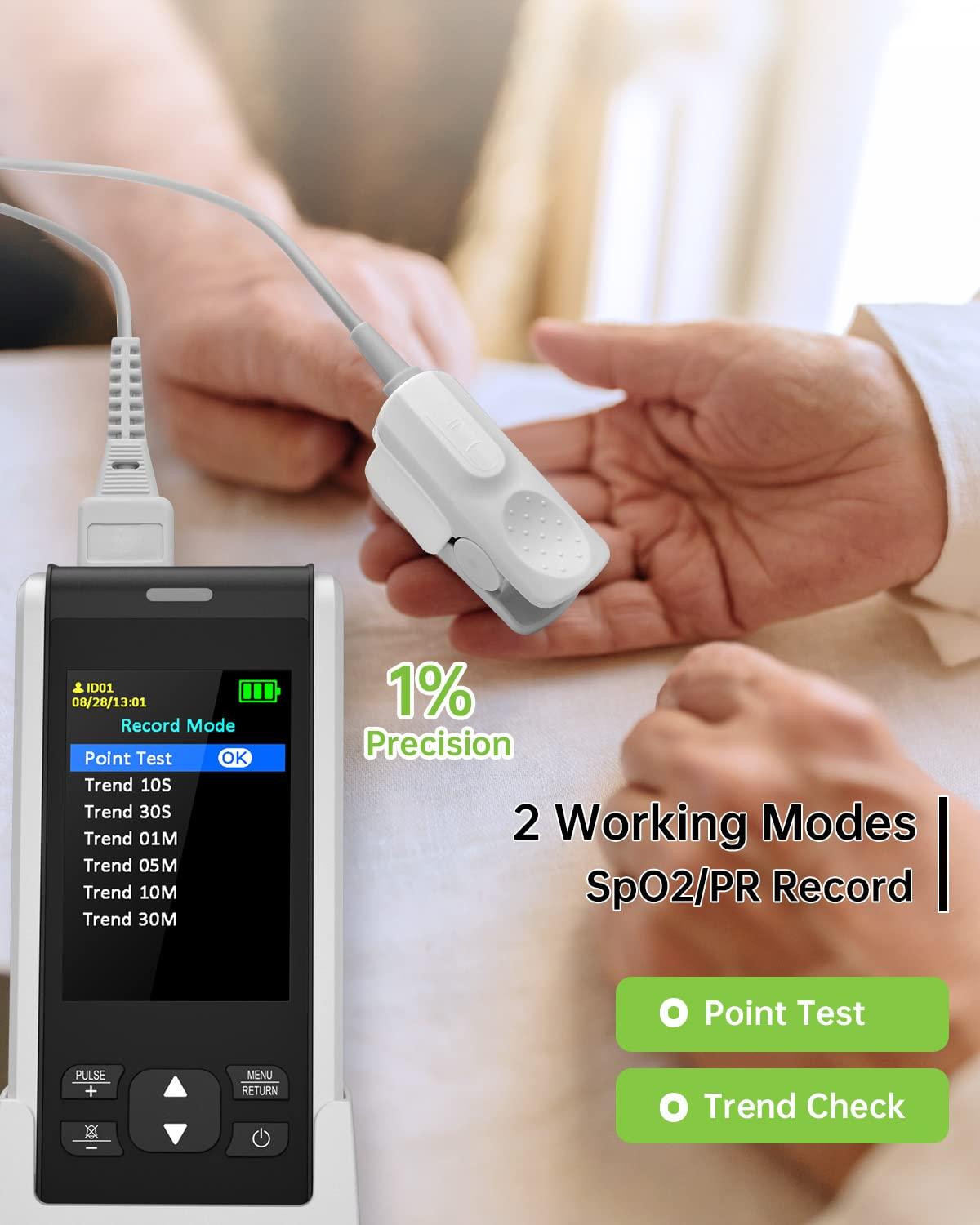 HOLFENRY Oxygen Monitor Finger Adults, HOLFENRY Handheld Pulse Oximeter Oxygen Machine with Alarm/Oxygen Saturation Monitor CE Approved UK, Free APP Tracking SpO2, Heart Rate and PI