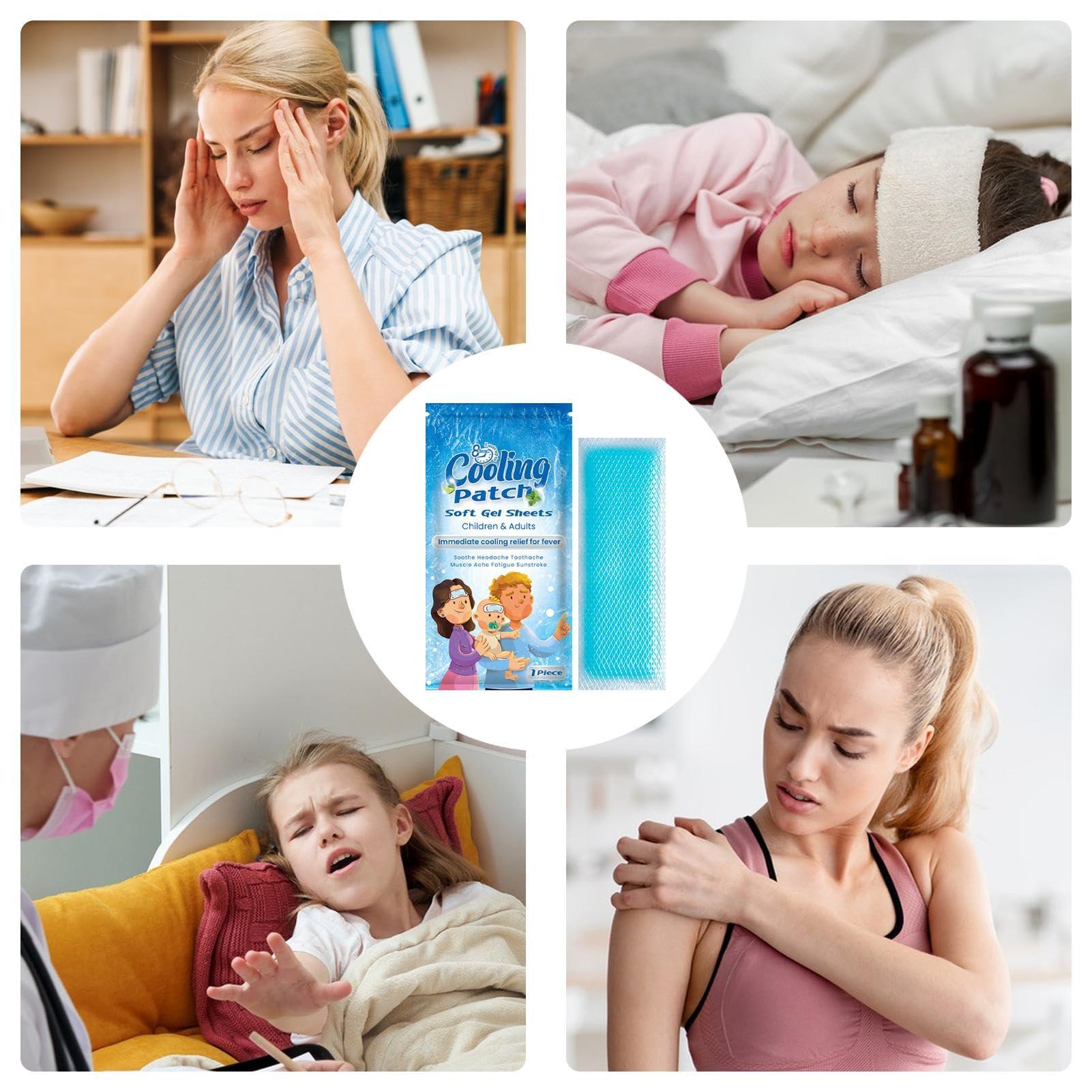FreshCart Basics Cooling Patches for Hot Weather | Rapid Heat Absorption, 5 Sheets Fever Cooling Patch,Headache Health Care, Forehead Pads for Home School Travel