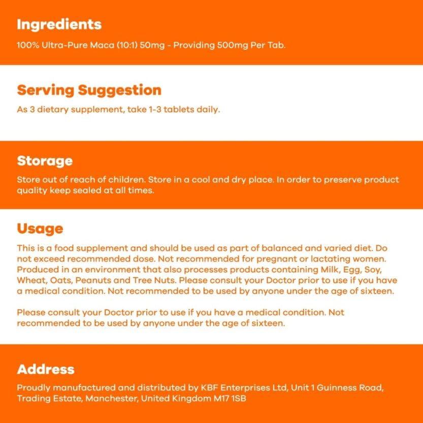 Bodybuilding Warehouse Bodybuilding Warehouse, Pure Maca Tablets - Natural Root Extract - Fantastic Source of Vitamin B2 (120 Tablets)