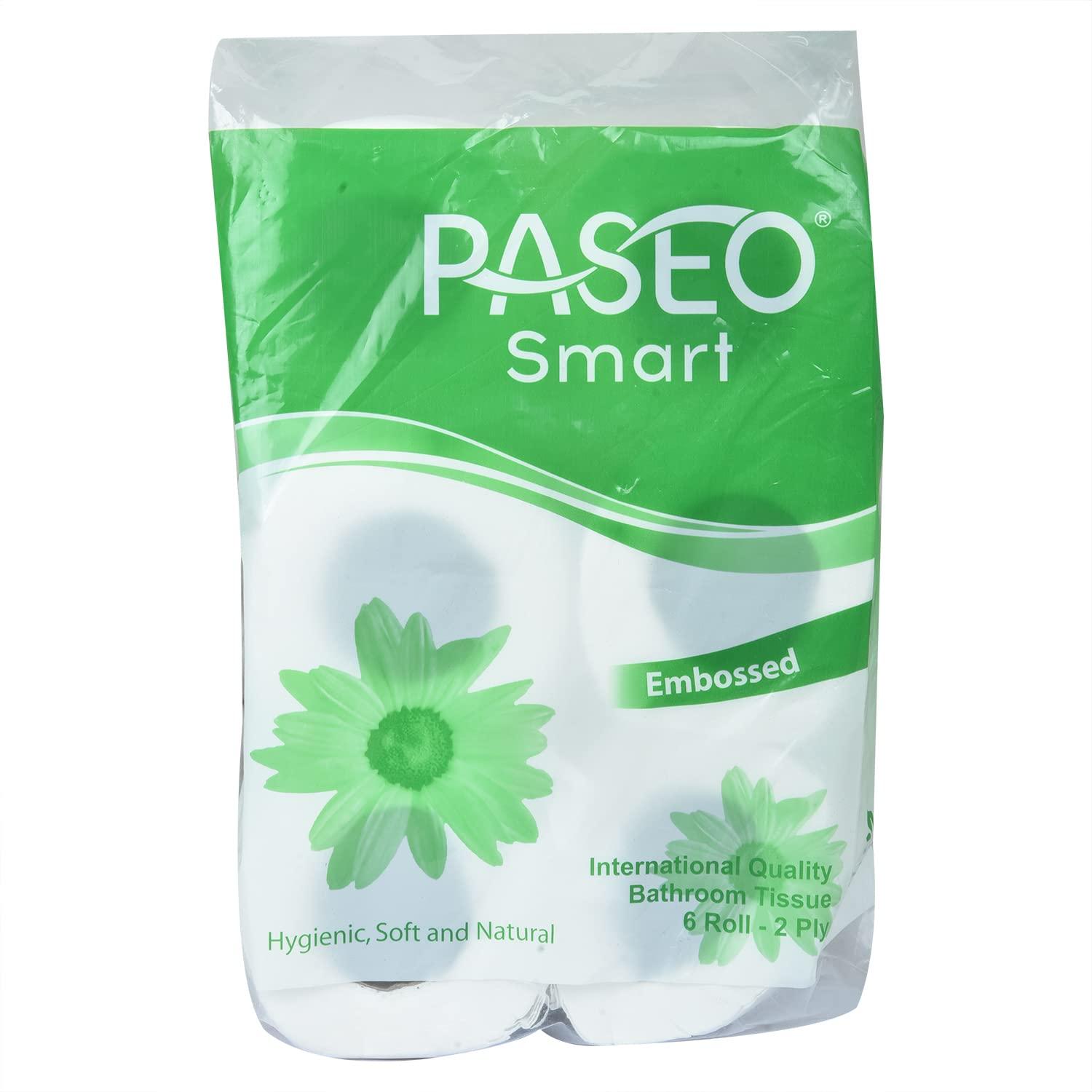 PASEO PASEO Smart International Quality Extra Soft 2 Ply Toilet Paper 200 Pulls Per Roll Sheet Size 9.9 x 11 cm Pack of 6 Roll