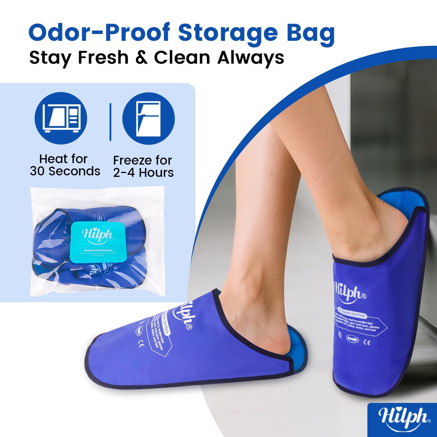 Hilph Hilph Foot Ice Pack Slippers for Plantar Fasciitis 2 Pack, Ice Pack for Feet Hot Cold Compression Therapy Gel Cooling Slippers for Foot Neuropathy, Diabetic Foot, Swollen Feet, Gout - Covering Toe