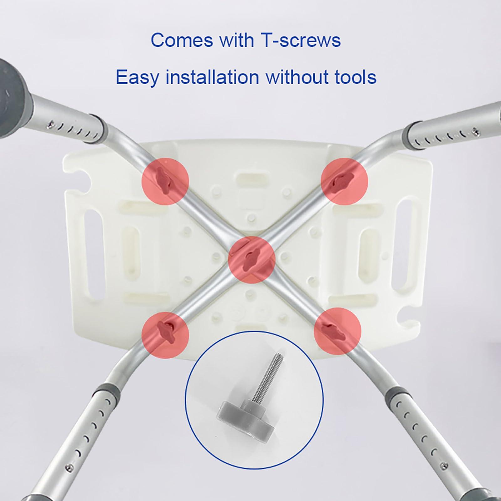 FreshCart Basics Elderly Bath Stool, Adjustable Height Shower Stool for Inside Shower for Seniors, Disabled, Handicap, Tool Free Assembly
