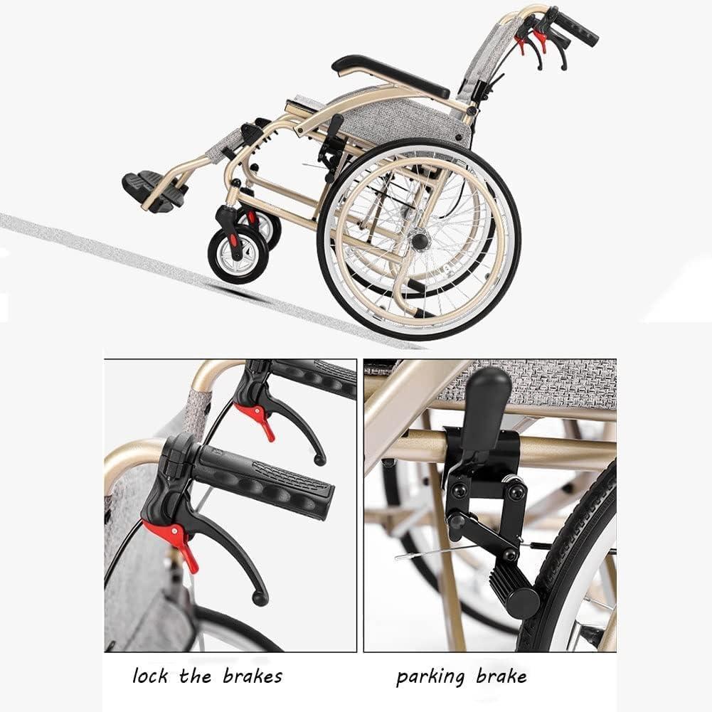 WWTSMYXGS air Lightweight Foldable Self-Propelled air Portable Manual air W/Front and Rear Parking Brake Multifunctional All Terrain air Scooter for Elderly Transit Chair
