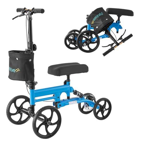 PANLOVA Adjustable Medical Folding Steerable Leg Knee Walker Scooter with Front bag-9251B