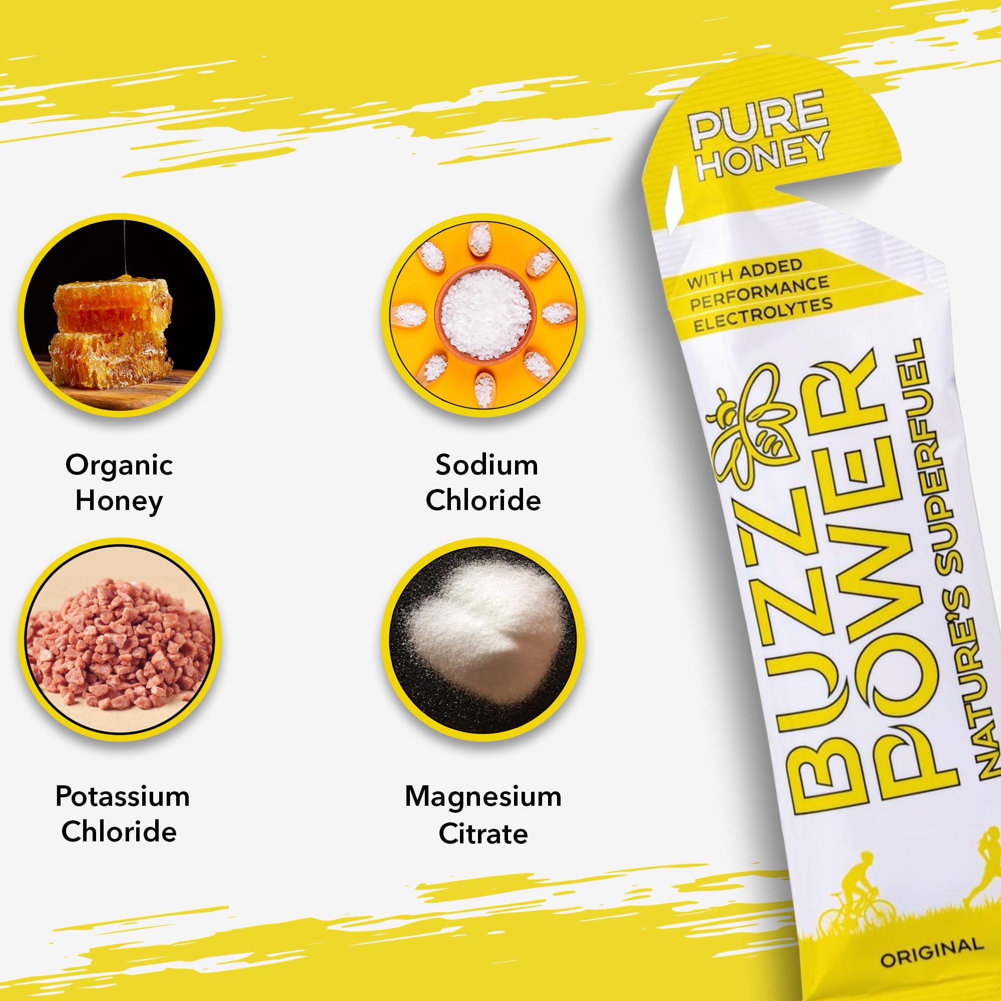 Buzz Power Buzz Power Natural Energy Gels | 25 g Glucose & Fructose Carbohydrate from Pure Organic Honey with Sports Electrolytes | Best for Exercise, Performance Endurance Sports & Outdoor Activities (20)