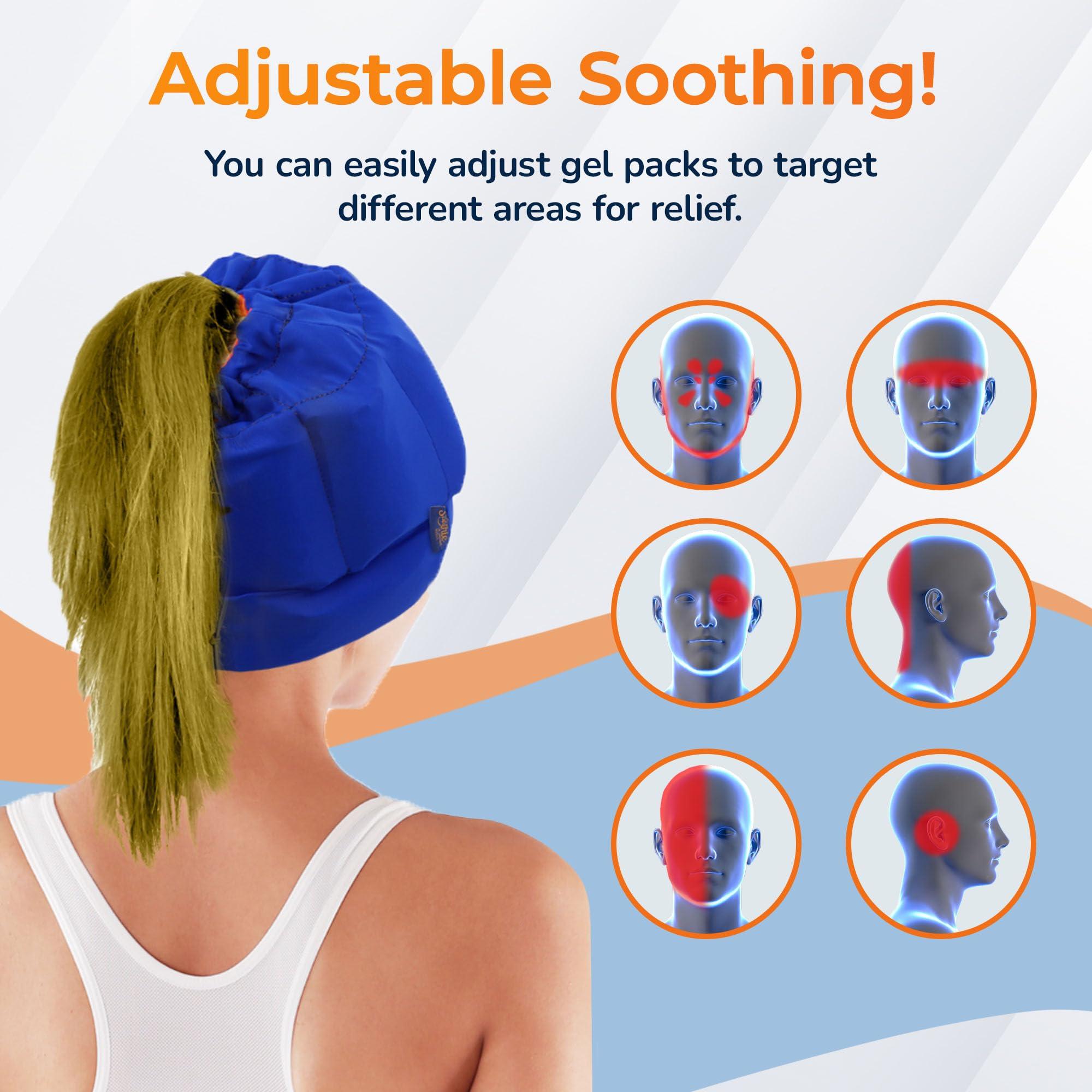 SOOTHIE THE SOOTHING HOODIE SOOTHIE Headache Relief Hat and Migraine Relief Cap. Ice Hat for Headaches & Puffy Eyes. Warm Therapy for Sinus & Stress Relief. Enjoy Our Improved Hat-33% More Soothing Gel Packs on Your Head!