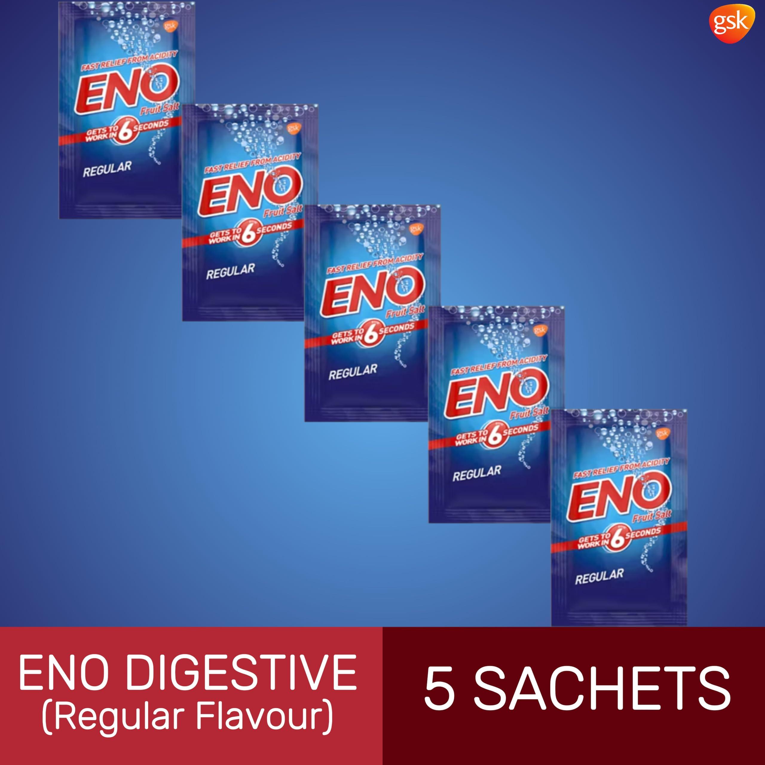 CAEMORA Eno Fruit Salt Antacid- 5g Sachets- Variety Pack - Regular x 5, Lemon x 5, Orange x 5, Cola x 5 = Total 20 sachets |