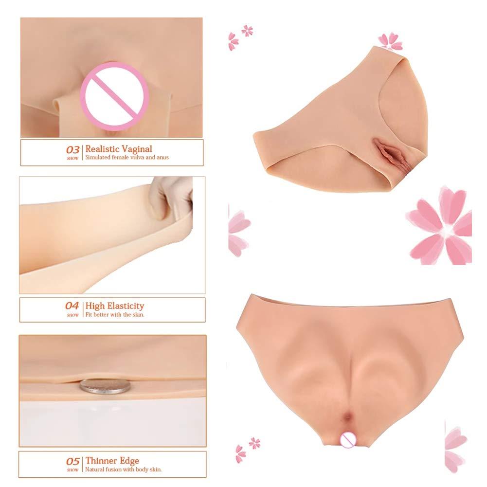 XSWL XSWL Silicone Crossdresser Panties Lifelike Men Hidding Gaff Panty for Crossdressing Cosplay Transgender Costume,White,B