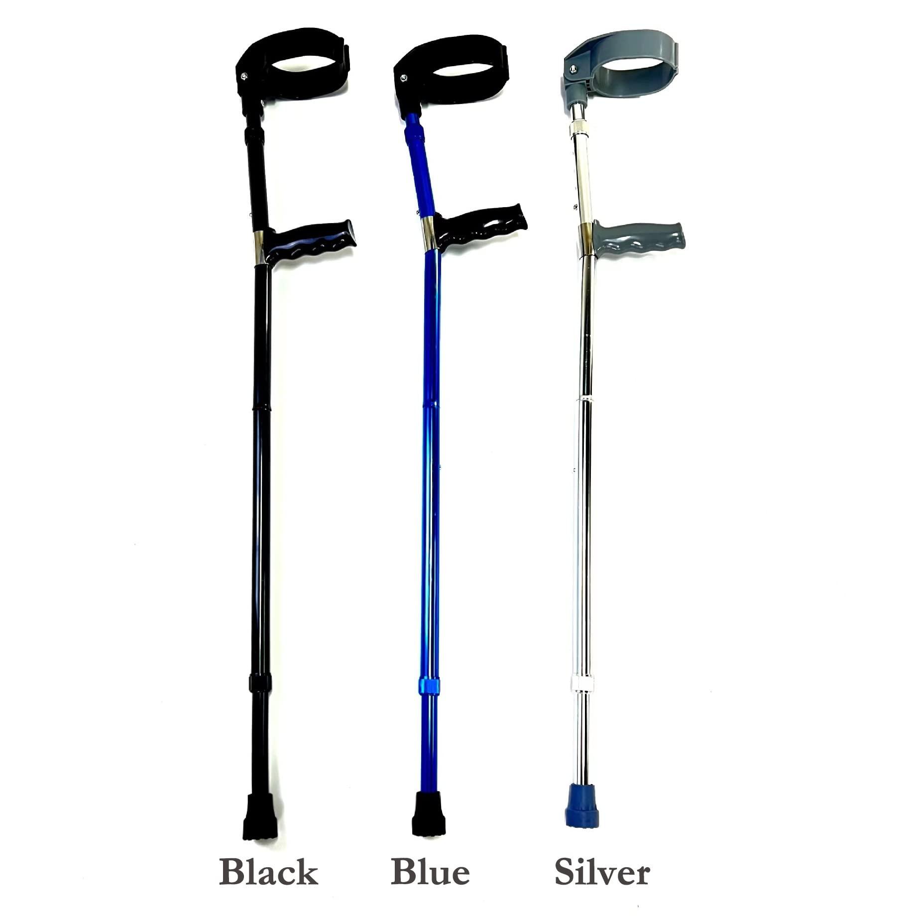 HWSY Pair of Folding Adult Crutches for Travel or Work, Lightweight Aluminum Forearm Crutches with Adjustable Full Cuff, Adjustable Height Height Arm Crutches Interesting