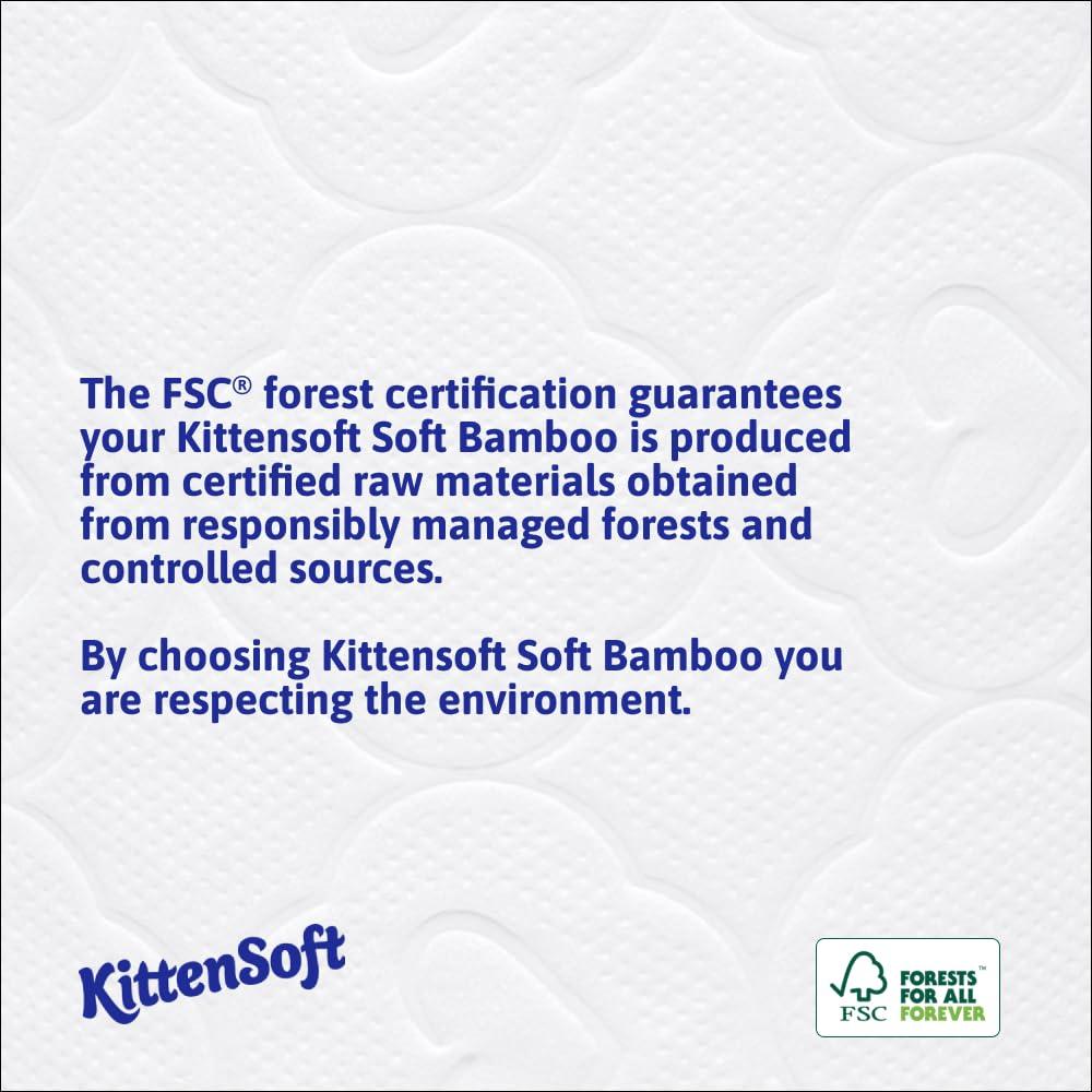 Regina Regina KittenSoft Soft Bamboo - 45 Rolls of Toilet Tissue 3 Ply, 160 Sheets, Naturally Soft For Your Skin, Toilet Tissue made with Bamboo Fibres, 30% PCR Plastic Packaging, FSC Certificated
