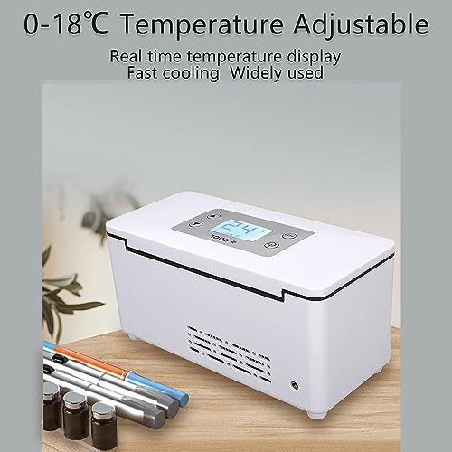 HSRG Insulin Cooler Travel Case, Mini USB Car Medicine Refrigerator with LED Display & Bag, Keeping Cooling 0-18 Rechargeable Drug Cooling Box, Home Camping Picnic Diabetic Fridge