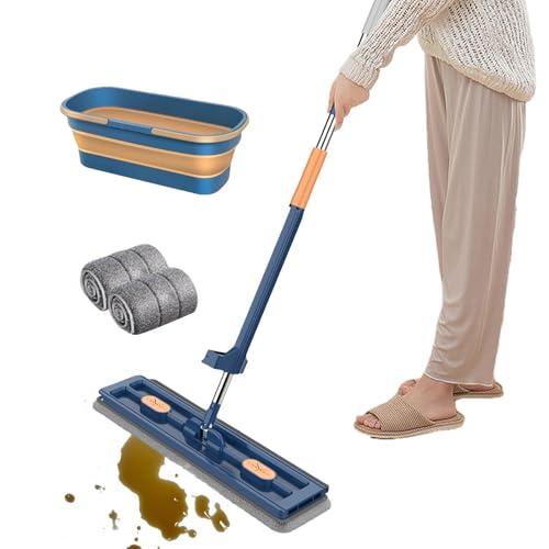 Generic Flat Head Mop - Wet And Dust Mopping - Dust Wet Dry Mop With 2 Reusable Microfiber Pads For Wet And Dry Use, Ceramic Tiles