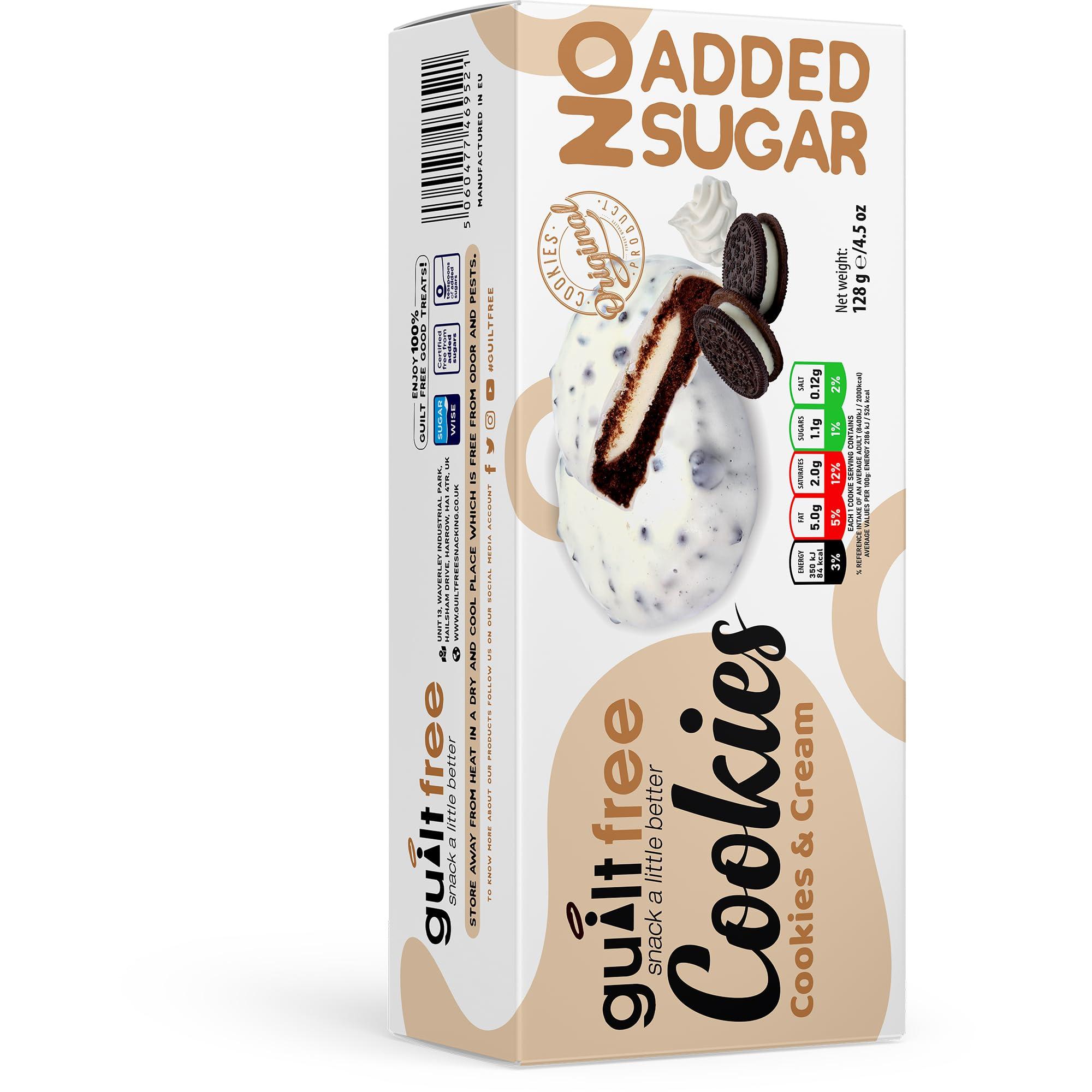 guilt free GuiltFree Sugar Free Cookies 128g No Added Sugar Biscuits Sugar Free Cookie Biscuit Keto for Diabetic Friendly Gift Hamper Basket Box Collection (Cookies & Cream)