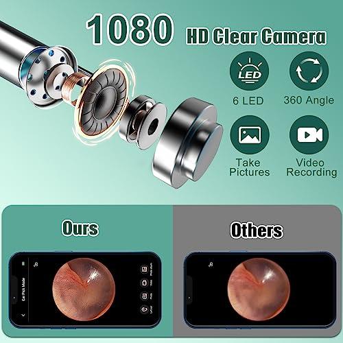 LMECHN LMECHN Ear Wax Removal Kit, Earwax Remover Tool with Camera, Ear Wax Removal with 1080P, Otoscope with LED Light, Ear Camera Otoscope for iPhone, iPad, Android Phones-White