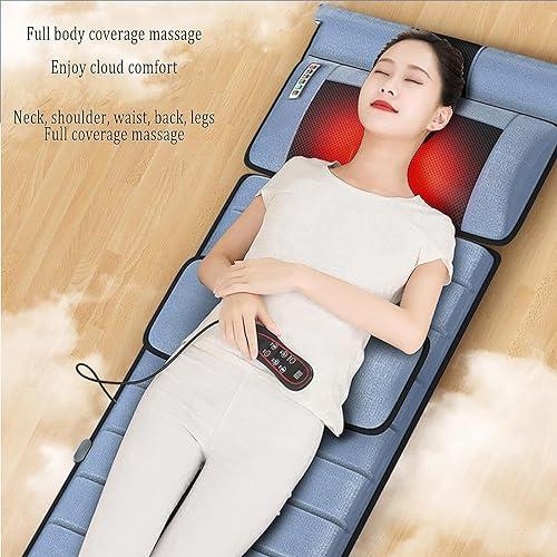 FreshCart Basics Massage Mat with Heat Pad,Full Body Massage Bed with Shiatsu Neck Massage Pillow,10 Vibrating Motors Massagers for Neck & Back Massage Cushion H(Grey Flannel)