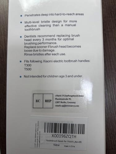 TRILINK Replacement Toothbrush Heads Compatible with Xiaomi Mijia / Mi Home T300 T500 T700 Series Sonic Electric Brush Handles(6-Pack)