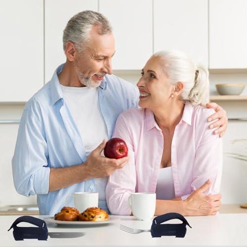 Generic Adaptive Utensils, 3X Elderly Adaptive Eating Utensils for Hand Tremors, Stainless Steel Spoon Fork Set, Adaptive Eating Flatware for Muscle Weakness, Disability