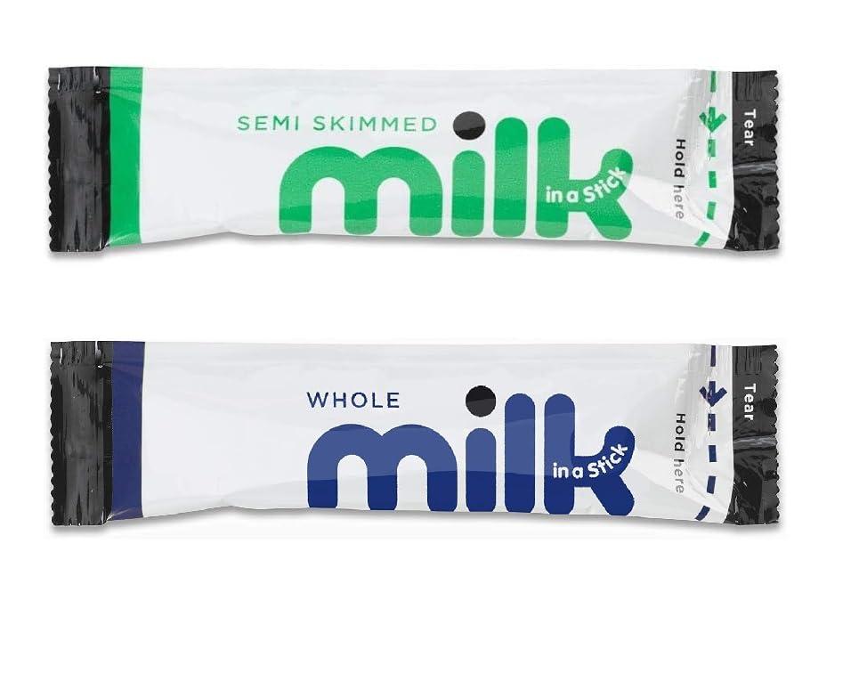 AB.GROCERIES 55x Whole UHT Milk Sticks 10ml Individually Wrapped Pouches Portions Sachets Lakeland