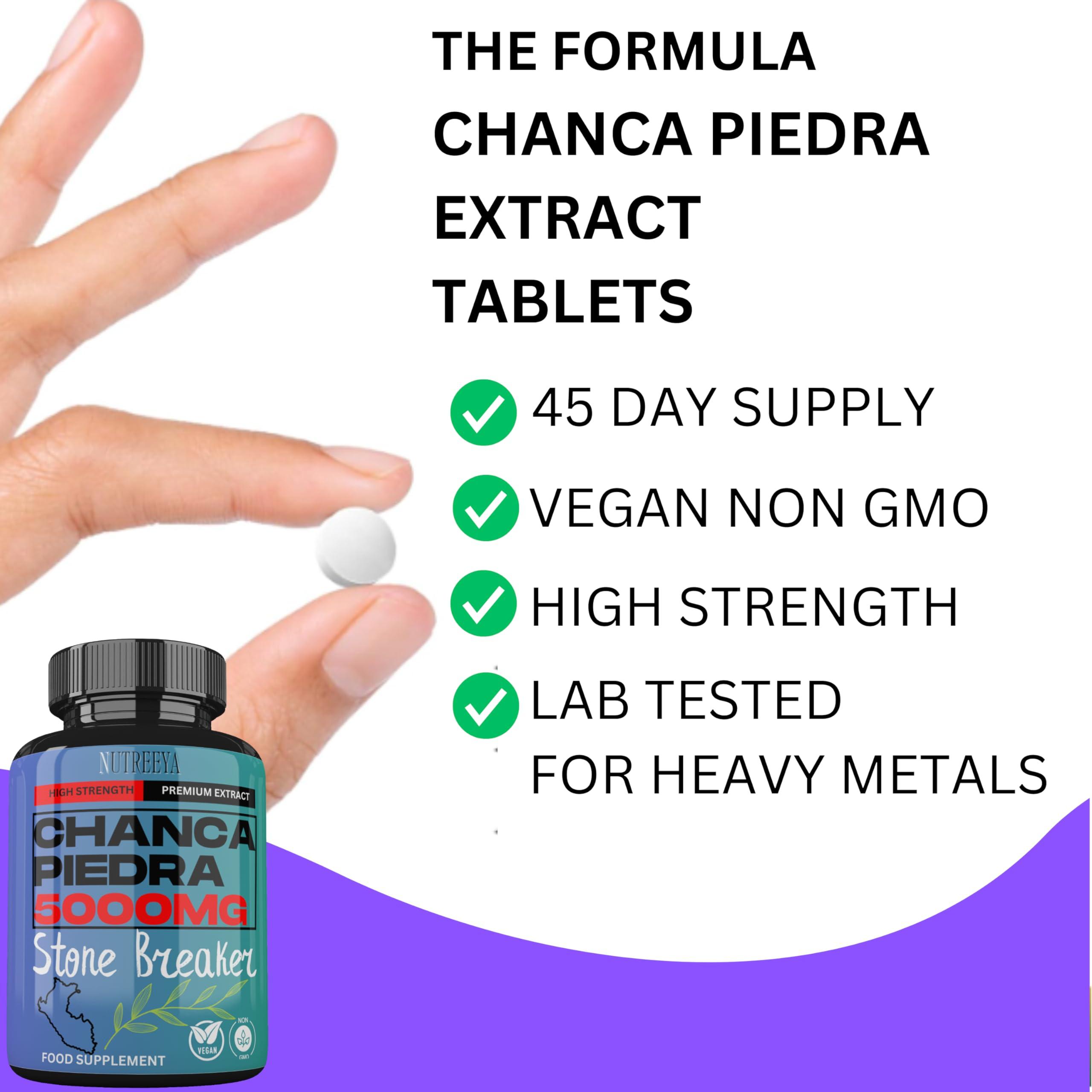 Nutreeya Chanca Piedra 5000mg Stone Breaker 90 Vegan Tablets High Strength Chanca Piedra Supplement UK Made