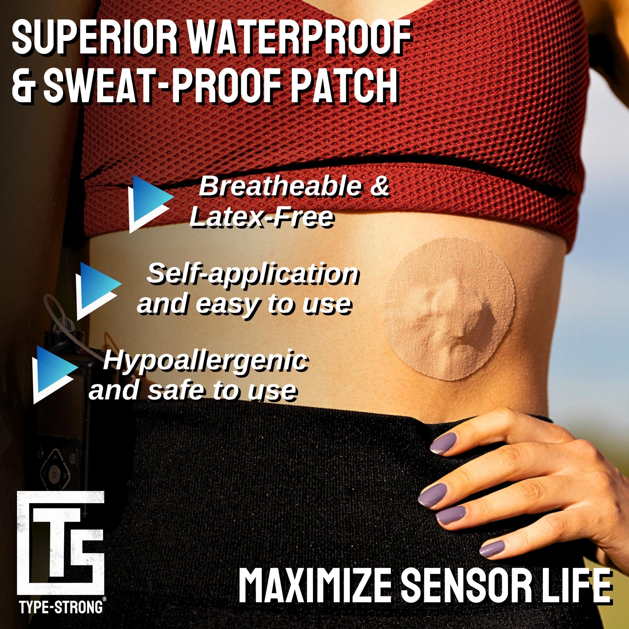 Type Strong Type Strong Adhesive Patches for Freestyle Libre 3 Sensor Covers, Libre 2, Dexcom G7, Medtronic Guardian. Pre-Cut for Sensitive Skin, Waterproof, Sweat-Resistant. 10-14 Days Protection. 20 Pack, Tan