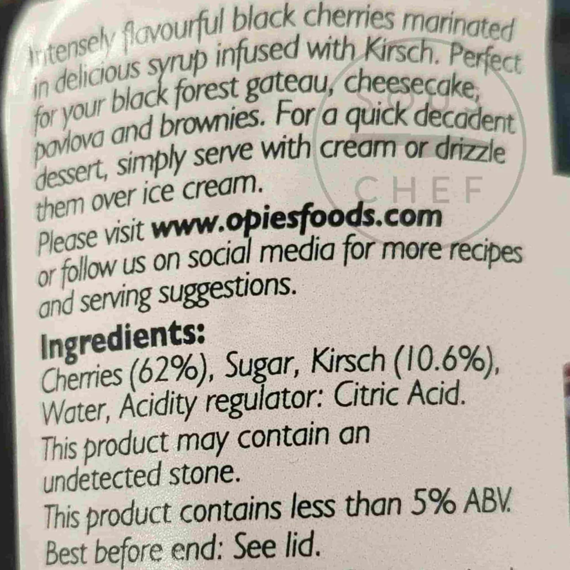 Opies Opies Black Cherries with Kirsch 2x370g