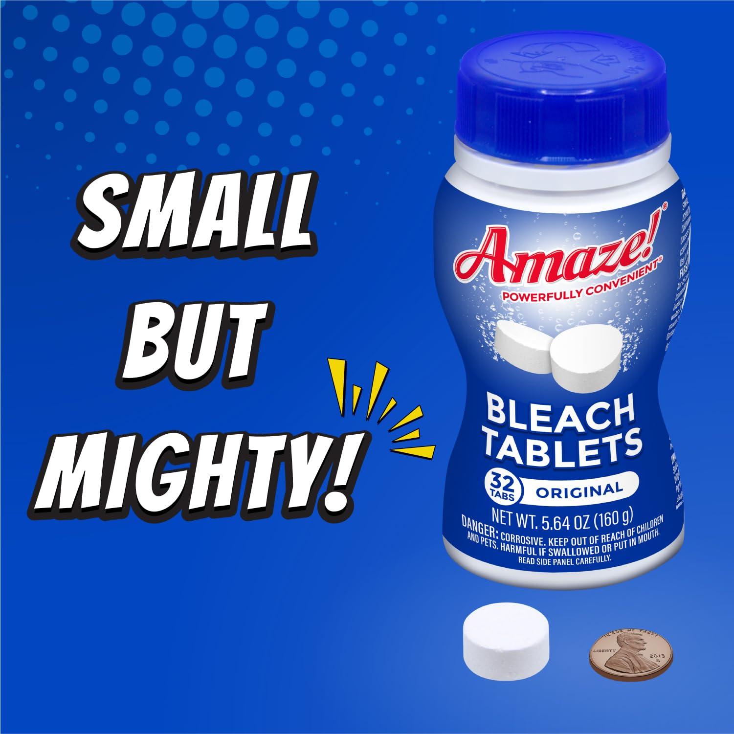 AMAZE AMAZE Bleach Tablets Ultra Concentrated Bleach Tablets for Laundry and Home Cleaning. (32 Count Original)