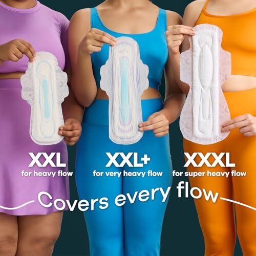 Whisper WHISPER BINDAZZZ NIGHTS SANITARY PADS, 45 XL+ PADS, UPTO 0% LEAKS ALL NIGHT LONG, FOR HEAVY FLOW, 40% LONGER & WIDER BACK, COMFORTABLE CUSHIONY SOFT WINGS, DISPOSABLE WRAPPER