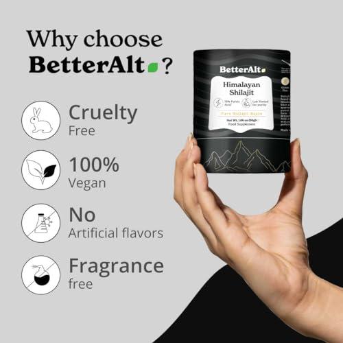 Better Alt Better Alt Pure Himalayan Shilajit Resin High Potency Gold Grade for Men & Women| 75 Servings for Energy Boost & Immune Support, 75%+ Fulvic Acid, with Lab Test Report,400mg