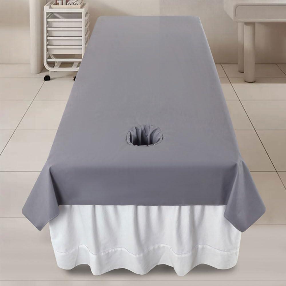 Morbuy Morbuy Waterproof Massage Bed Cover Sheet, Beauty Bed Cover with Face Hole Soft Washable SPA Massage Table Face Towel Suitable for Salons SPA and Therapists (230x120cm,White)
