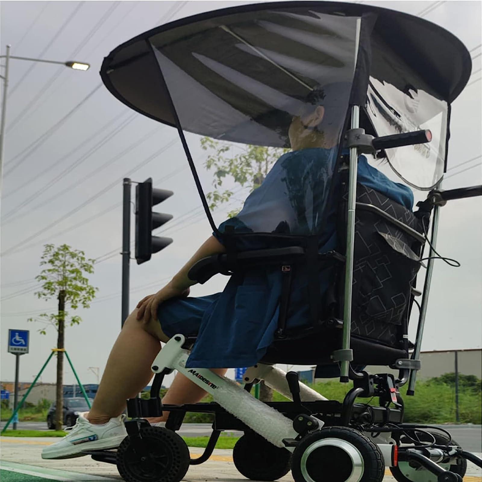 STMKB Universal Wheelchair Parasol, Adjustable Rain Cover Parasol, Most Wheelchair Powered Wheelchair Folding Umbrella Stand, UV Protection