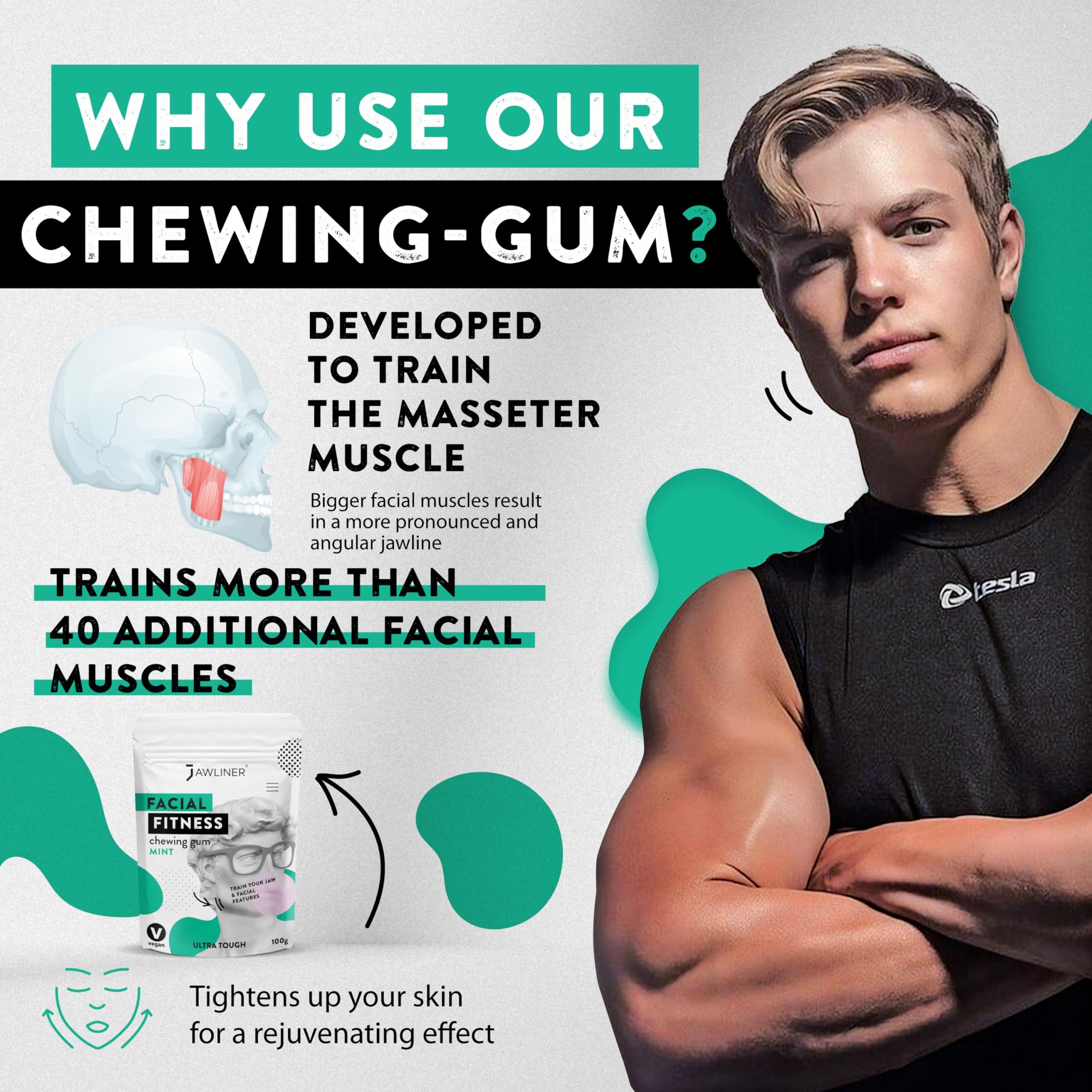 Jawliner Bretts JAWLINER Jawline Chewing Gum - Fitness Hard Chewing Gum (2 months pack) - 15X Harder than Regular Gum Jawline Sugar Free Mint Gum - Jawline Gum For Mewing And Shapen The Jaw (Mint)