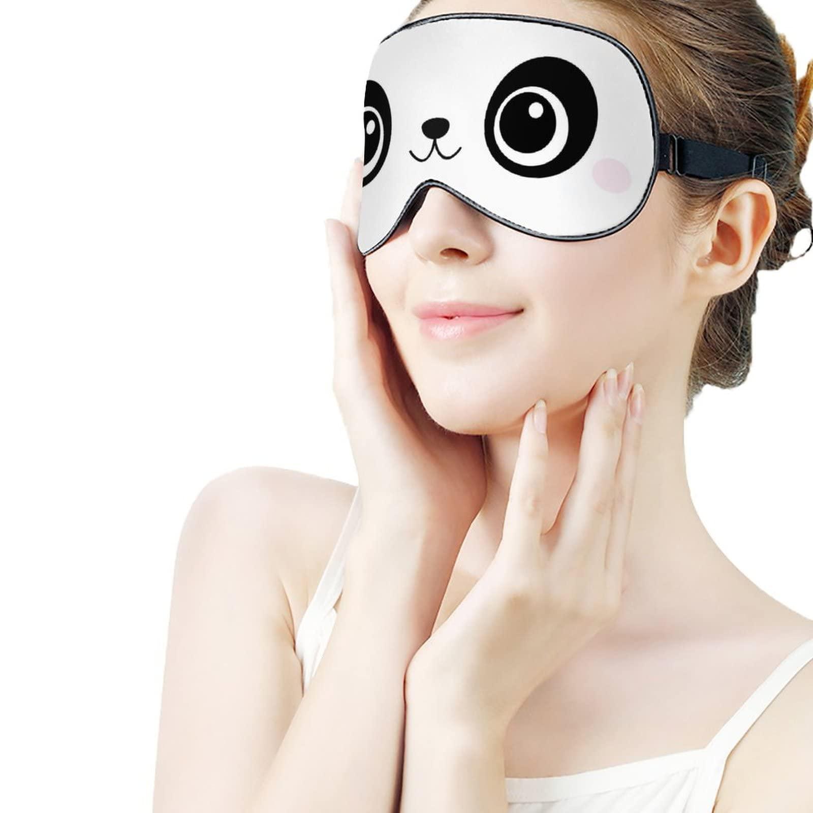 Lawenp Panda Face Sleep Mask Big Eyes Blindfold for Sleeping Elastic Blackout Eye Mask Cover for Full Night's Sleep Travel and Nap