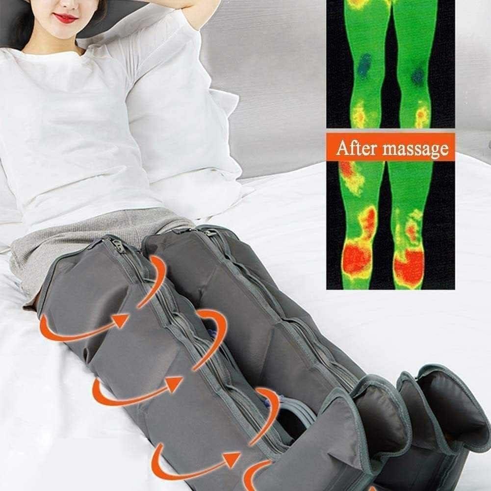 YUNYHAO 6 Chamber Lymph Drainage Leg Massager, Electric Leg Air Compression Massager For Circulation Of Arms Legs Waist, Wrapping Ankles And Calf Massage Machine For Pain Relaxation ( Color : Grey , Size : Ma