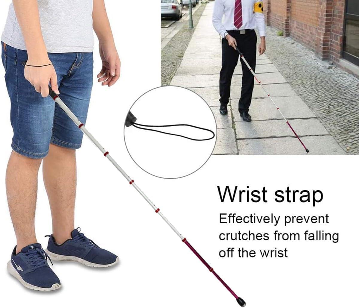 SEIBES Folding Blind Cane, 8 Sections Titanium Alloy Blind Cane Telescopic Outdoor Walking Stick with Reflective Walk Cane for the Blind and Vision Impaired(139.5cm/55in)