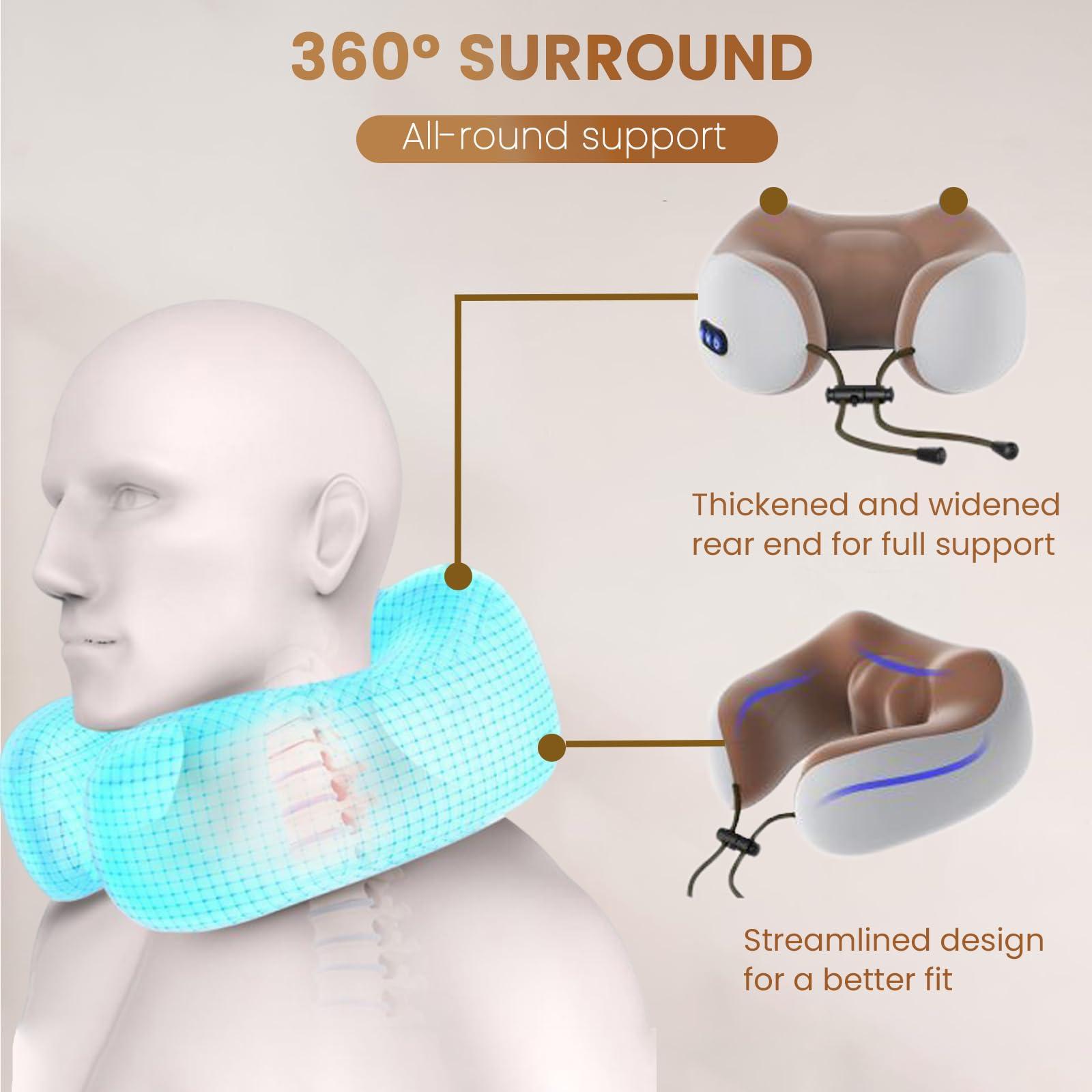 XTRWHZ Neck Massager, Snap-On Neck Massagers Travel U-Shaped Pillow Electric Neck Massage Pillow with 3 Strengths and 3 Modes Deep Tissue Kneading Neck Massager for Neck Pain, for Home and Office