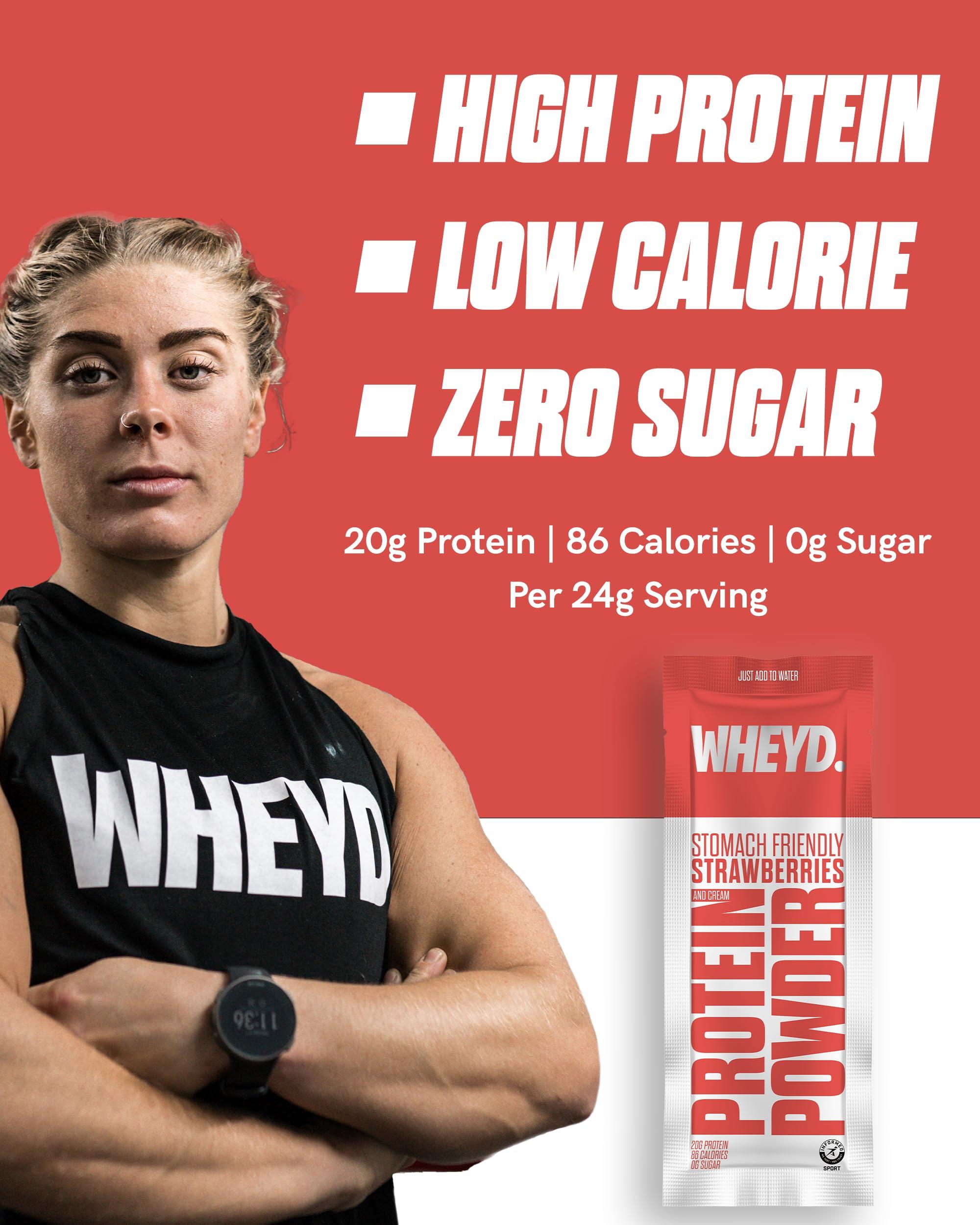 whey\'d WHEYD Hydrolysed Whey Protein Isolate - Grass-Fed, Low Calorie Whey Protein Powder - Made from Premium Irish Dairy, Low Lactose, No Digestive Issues - 24g Sachets, Box of 20, Strawberries & Cream