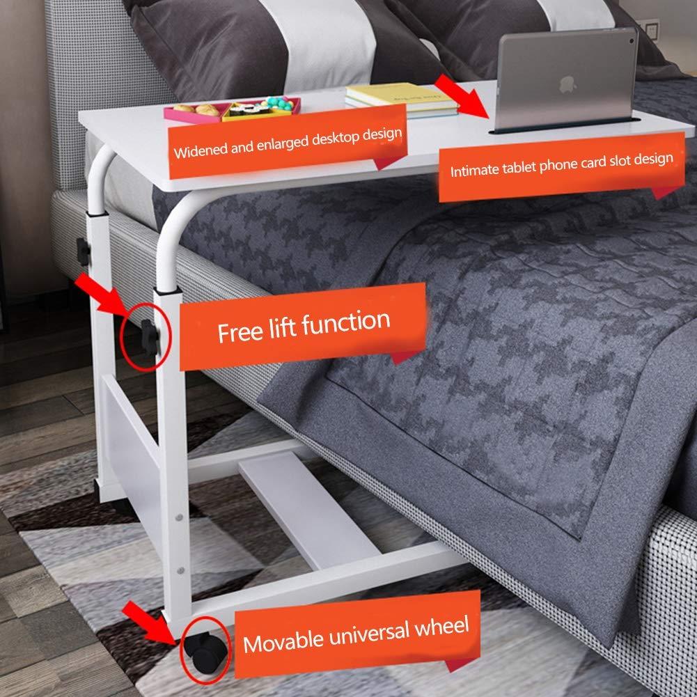 Generic Bedside Eating Tray Table Height Adjustable, Rolling Over The Bed Table with Lockable Wheels, Perfect for Reading, Elderly and Bedridden, Medical Table