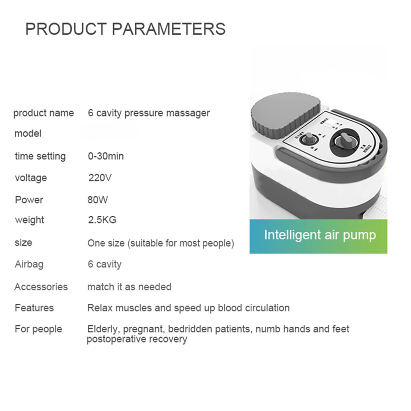 Generic Air Compression Massager Machine Lymphatic Drainage Leg Massager Recovery Boots with 6 Air Cushions for Full Body Recovery Dynamic Compression Massage Technology