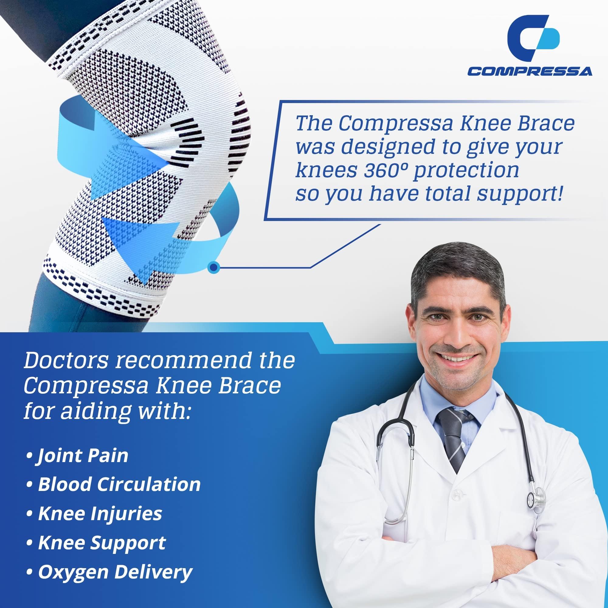 C Compressa Compressa Knee Sleeve for Women & Men (Regular) - Non-Slip Compression Support for Joint Pain, Muscle Recovery, Arthritis, and Injury Relief