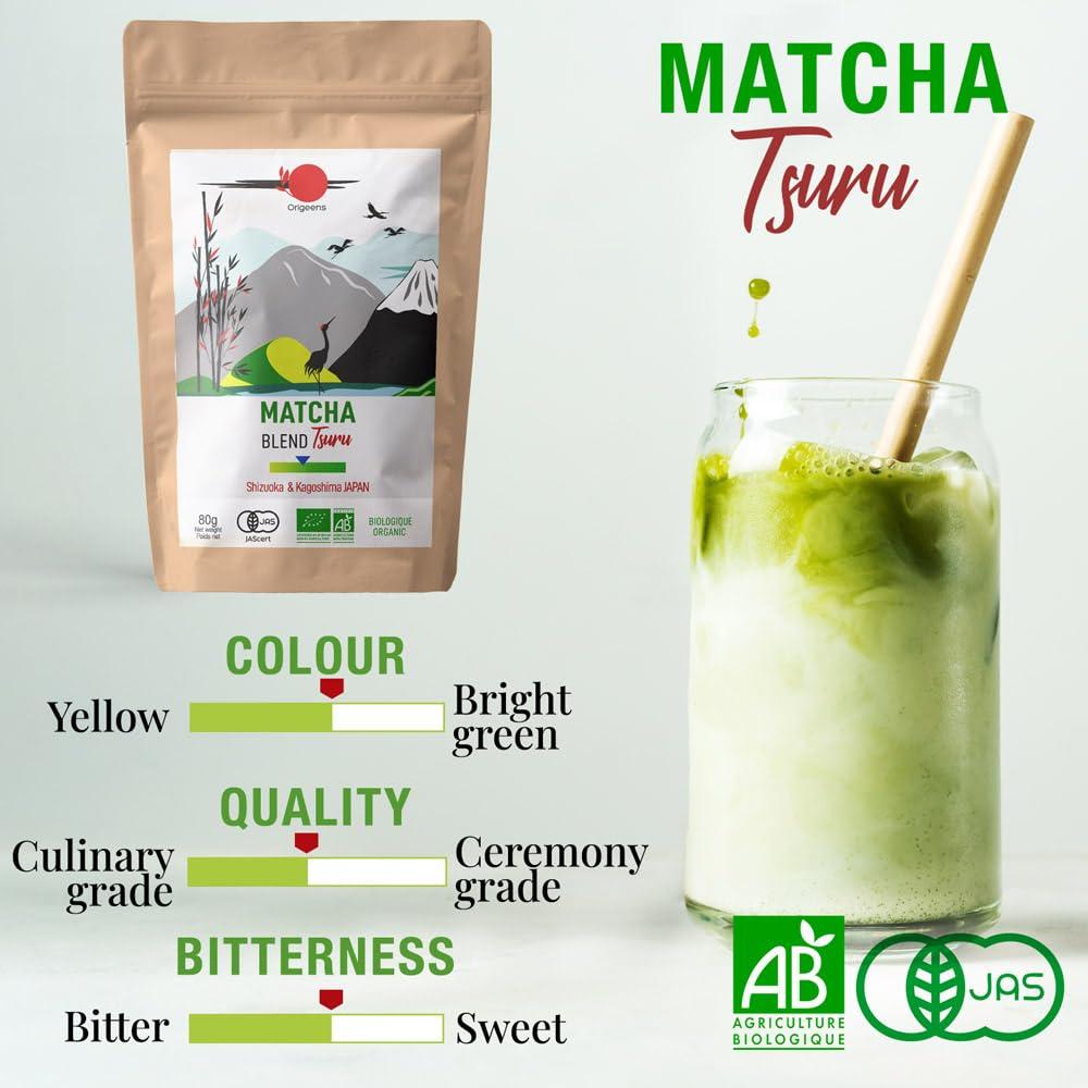 Origeens ORIGEENS Organic Japanese Matcha Tea - Blend from Shizuoka and Kagoshima - Organic Matcha Green Tea Powder - Matcha Powder 80g Bag