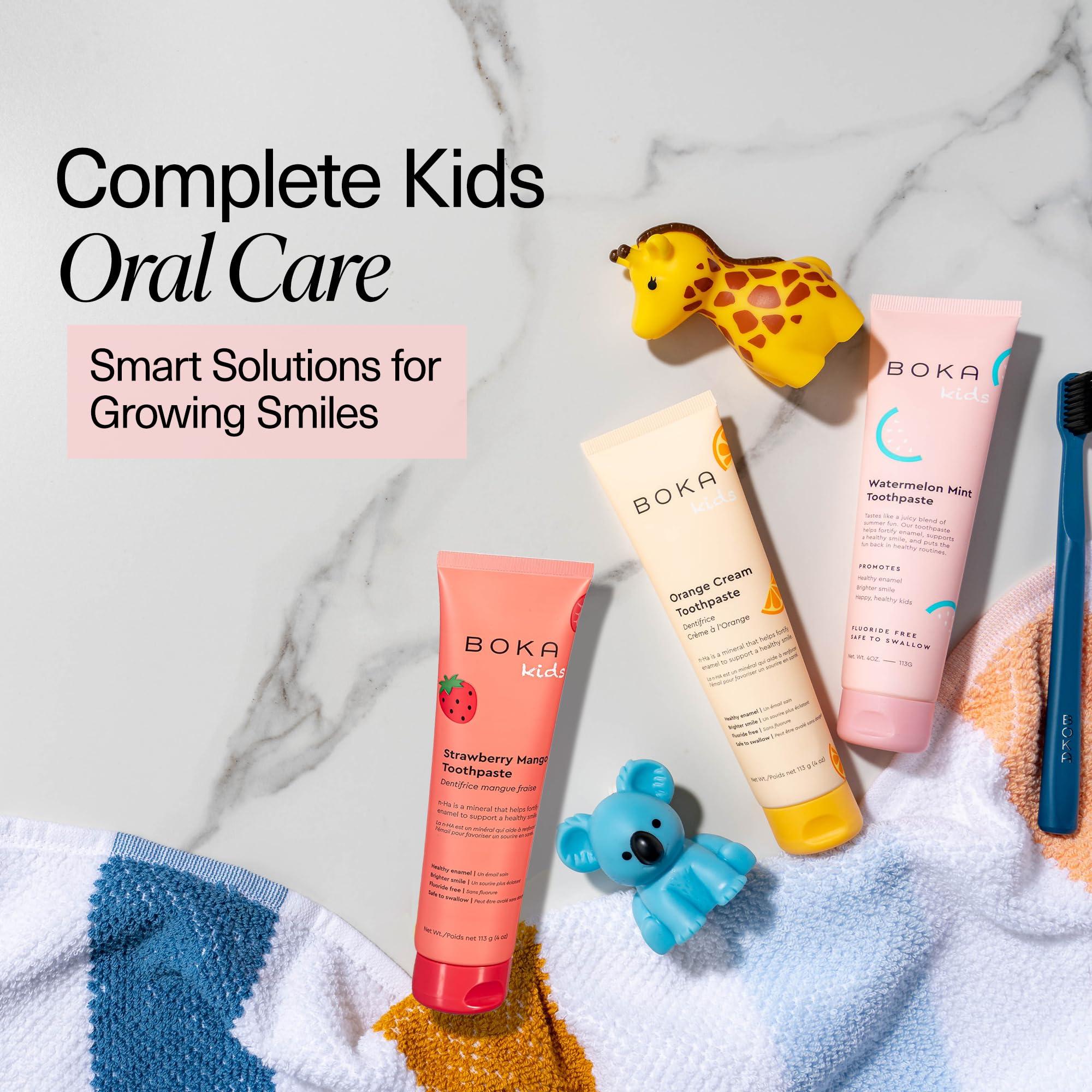 Boka Boka Natural Kids Toothpaste, Fluoride Free - Nano Hydroxyapatite for Remineralizing, Sensitive Teeth, & Whitening - Dentist Recommended Oral Care - Watermelon Mint, 120ml (Pack of 1) - Made in USA