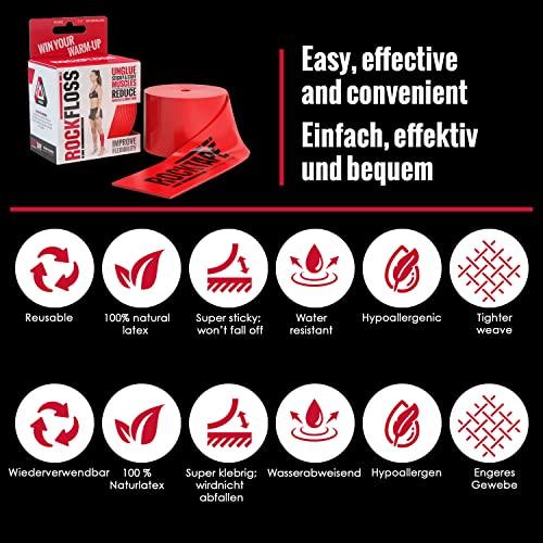RockTape RockTape RockFloss Tack Mobility Band, Compression Muscle Recovery, Floss for Muscle Soreness, 2\'\' x 7\'\' Width, Red