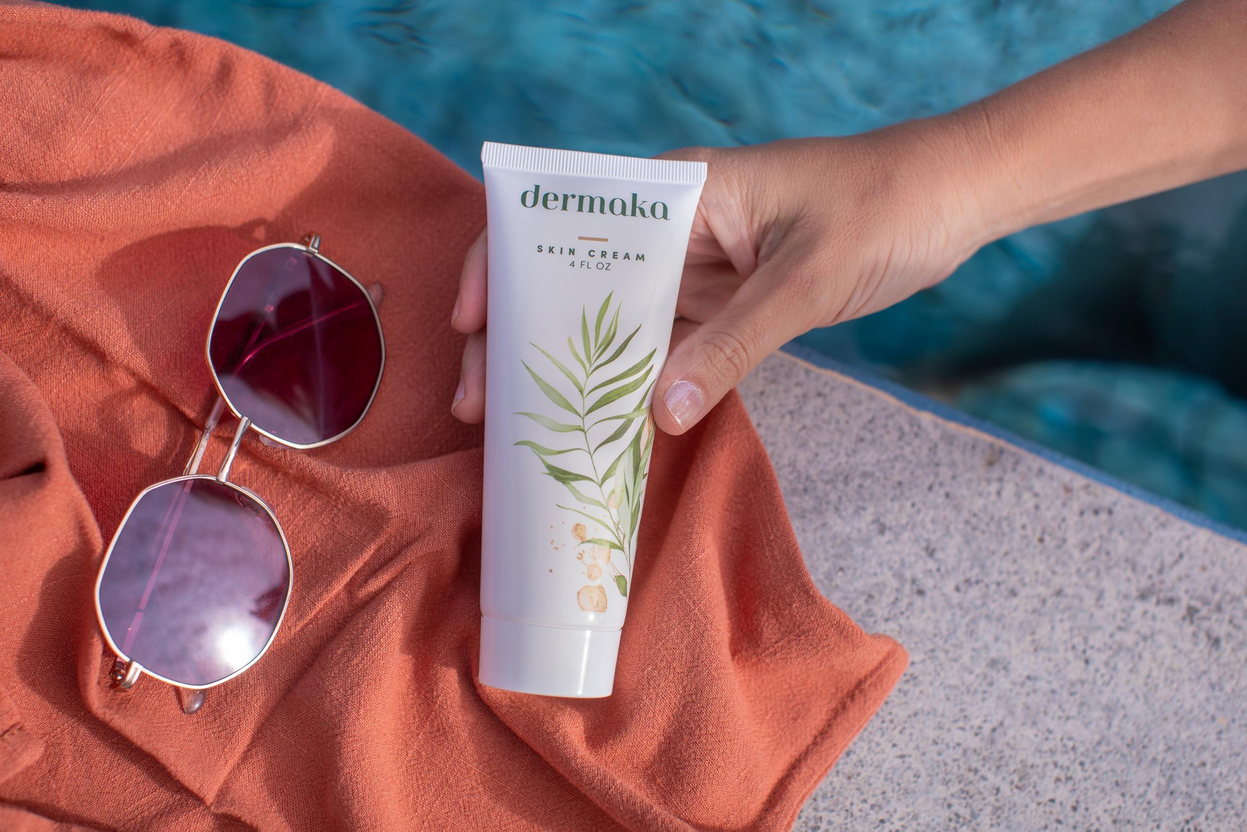 Dermaka Dermaka All Natural Face Cream for Scar Removal - Plant-Based with Vitamins K and C, 2 oz. - Extra Strength Bruise Cream - Moisturizing Lotion for Varicose Veins and Post Surgical Scar Treatment