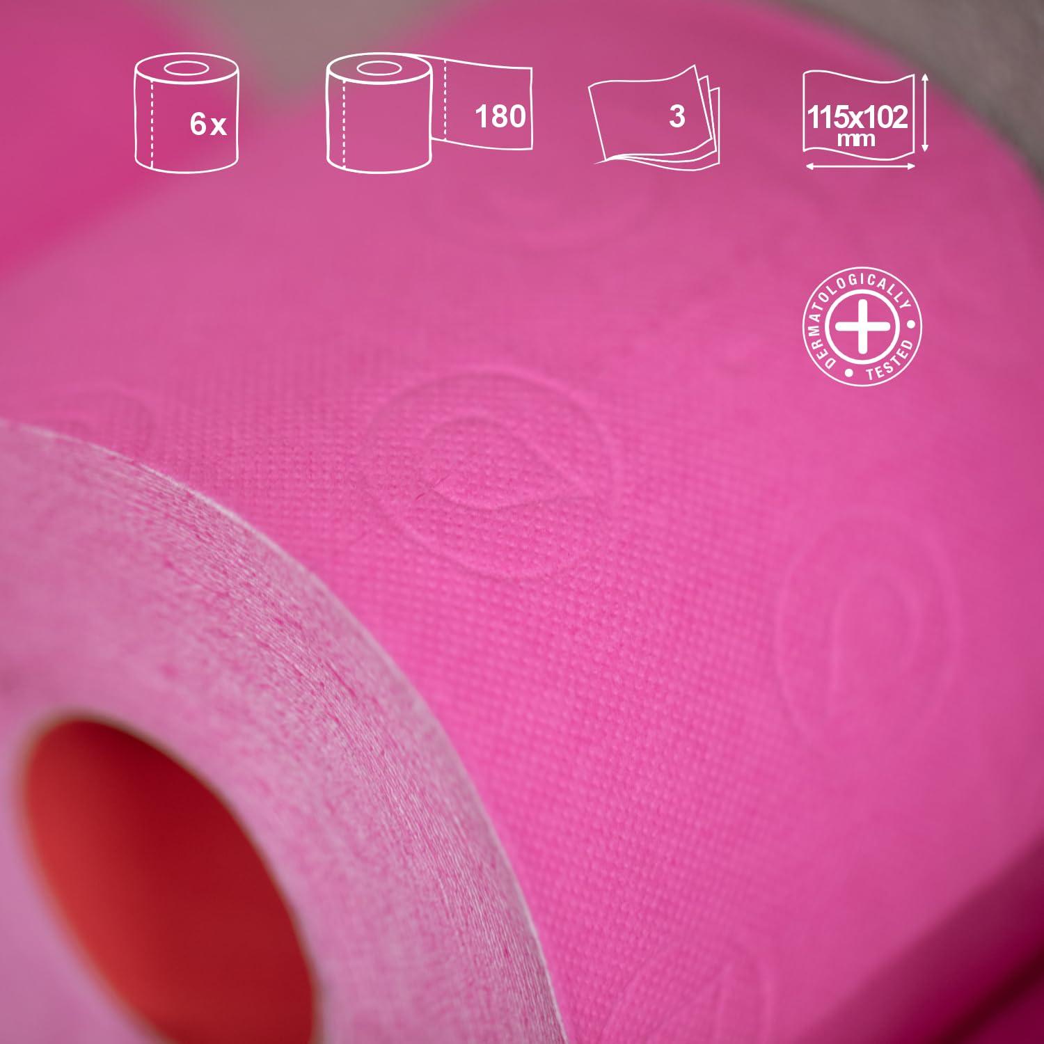 Renova Renova [6 Rolls Fuchsia] 3 Ply Soft Colour Toilet Loo Bathroom Tissue Paper Rolls