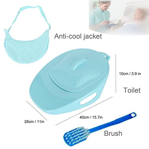 QCLUEU QCLUEU Portable Toilet Bedpan, No Spill Or Splash Design, with Soft Cushion and Cleaning Brush PP Bed Pan, for Hospital or Home Use of the Elderly and Bedridden Patients