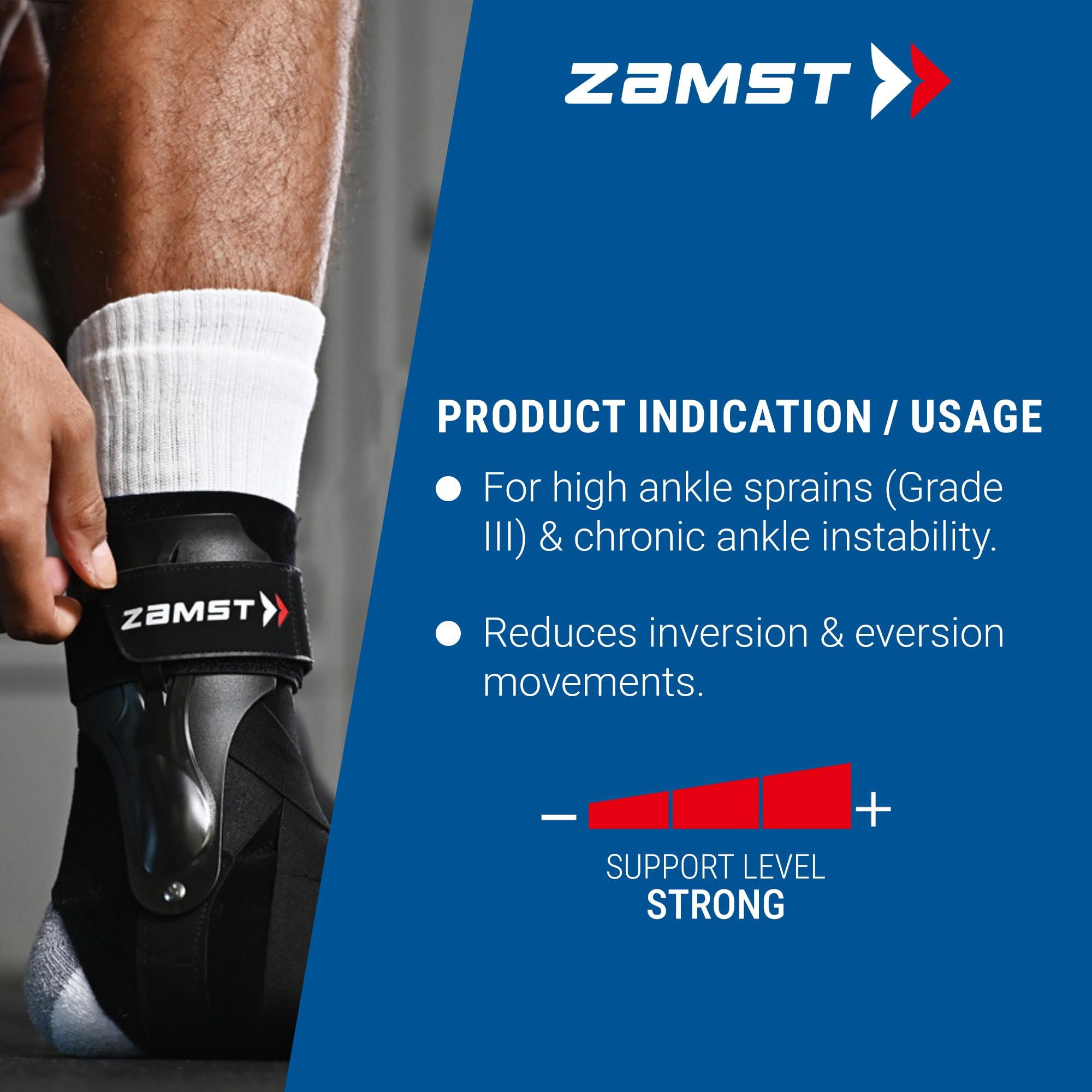 Zamst Zamst A2-DX Black Ankle Brace for Sports - Breathable Sports Ankle Support for Men and Women with Guard Stabilisers for High-Grade Ankle Sprain - Left, XLarge